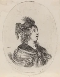 Femme en turban à plumes, tournée vers la droite, 1649-1650