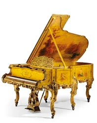 Grand piano en bois doré et Vernis Martin, vers 1898