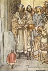 Ils sont tous sortis, seigneurs et dames, pour voir le petit homme, illustration de 