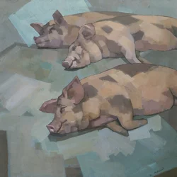 Les trois petits cochons endormis