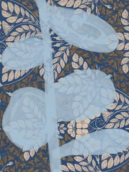 Motif de feuilles bleu serein