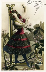 L : Luz Chavita, actrice et danseuse de la Belle Époque - Opéra Comique, Paris - Alphabet en carte postale