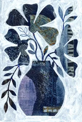 Collage floral bleu