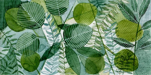 Motif botanique vert