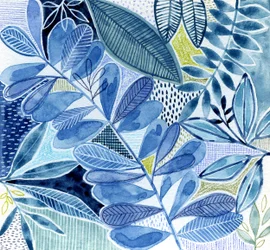 Motifs botaniques bleus