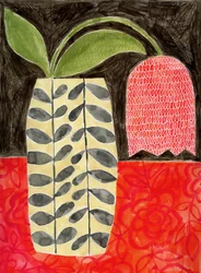 Une tulipe rouge dans un vase moderne