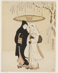 Amants sous un seul parapluie