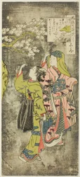 Ono no Komachi près de la cascade (Shimizu), de la série Les sept aspects à la mode de Komachi (Furyu yatsushi nana Komachi)