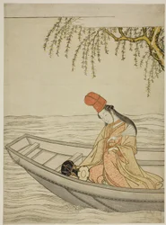 Danseuse Shirabyoshi dans le bateau Asazuma