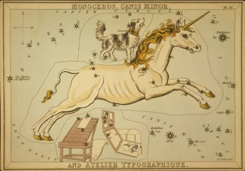Monoceros, Canis Minor, et Atelier Typographique, Illustration de 