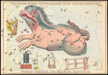 Psalterium Georgii, Fluvius Eridanus, Cetus, Officina Sculptories, Fornax Chemica et Machina Electrica, vers 1825