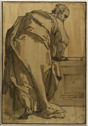 Un apôtre lourdement drapé vu de dos, 16ème siècle