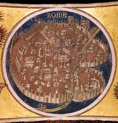 Carte en perspective de Rome avec les monuments de l