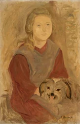 Fillette avec un chien