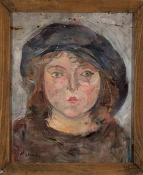 Tête de jeune fille au béret sombre