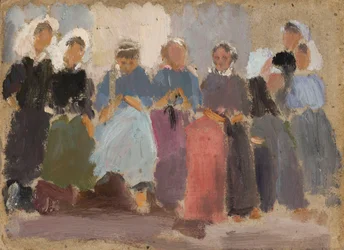 Femmes tricotant - esquisse