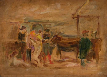 Scène figurative avec des ânes
