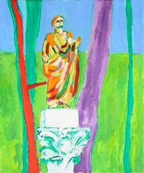 Statue de jardin colorée