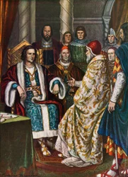 Le roi Pépin, roi des Francs, parlant avec le pape Étienne II, 754