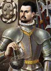 Portrait de Jean de Medicis connu sous le nom de Jean des Bandes Noires (Giovanni dalle Bande Nere) Illustration de Tancredi Scarpelli tirée de 