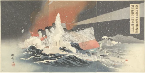 Nos destroyers Hayatori et Asagiri détruisent des navires ennemis pendant une tempête de neige à Port Arthur