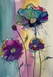 Coquelicots abstraits aux couleurs vives