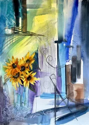 Des tournesols abstraits aux couleurs vives
