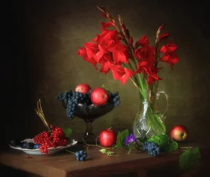 Glaïeul et fruit mûr
