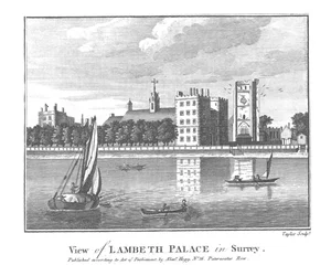 Vue du palais de Lambeth dans le Surrey, fin du 18ème siècle