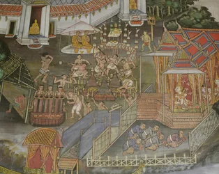 Détail de la ville de Phitsanulok, Wat Bowonniwet Vihara, Bangkok