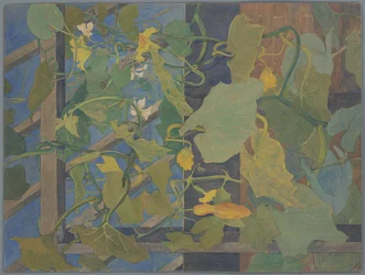 Serre avec des courges décoratives