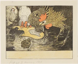 Coqs et poussins