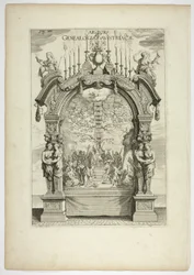 Arbre généalogique de la famille royale autrichienne, planche 32 de Casperius Gevartius, Pompa Introitus Honori Serenissimi Principis Ferdinandi