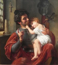 French : Le guerrier et son enfant The Warrior and His Child