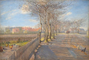 Chemin de campagne avec des arbres. Kastrup