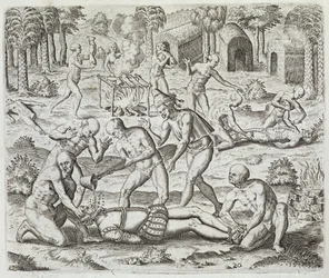 Cannibales au Darien, Panama, capturant des Espagnols, tiré de 