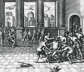 Empereur Inca Atahualpa étranglé par les troupes de Pizarro, 26 juillet