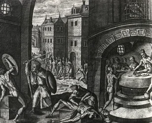 Prêtre tuant la victime d