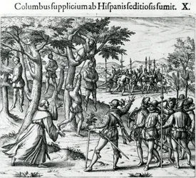 Condamnation à la pendaison de quelques hommes de Christophe Colomb dans le Nouveau Monde
