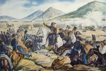 Le général argentin José de San Martín (1778-1850) à la bataille de Chacabuco, 12 février