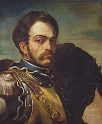 Officier carabinier avec son cheval, vers 1814