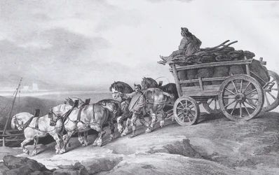 Wagon de charbon tiré par des chevaux, 1822