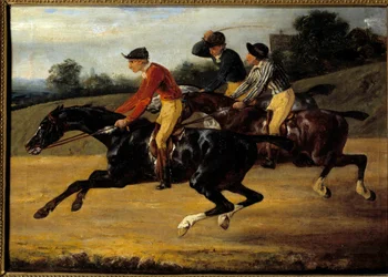 Courses de chevaux : Chevaux montés à gauche au galop
