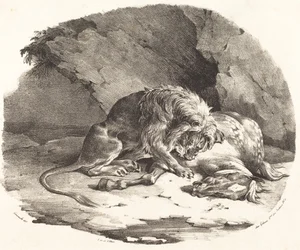 Lion dévorant un cheval