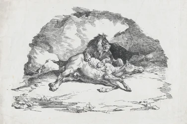 Lion dévorant un cheval, 1818