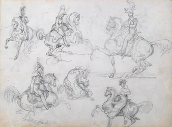Cavaliers sur des chevaux cabrés