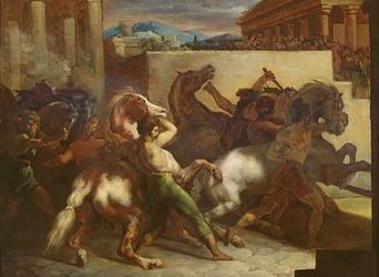 La course de chevaux sauvages à Rome, vers 1817
