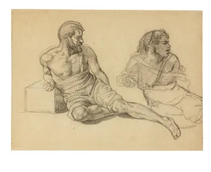 Deux études pour la figure assise au pied du mât