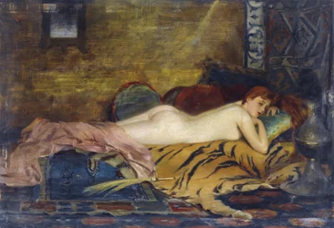 Nu allongé, dimensions : 24 x 35 cm, collection privée