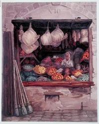 Une femme vendant des fruits et légumes, Alger, vers 1835